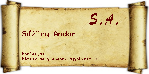 Sáry Andor névjegykártya